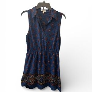 Monteau Los Angeles Boho Print Sleeveless Dress | XL | Above Knee